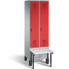 2-person clothing locker with pre-built bench (Evo)